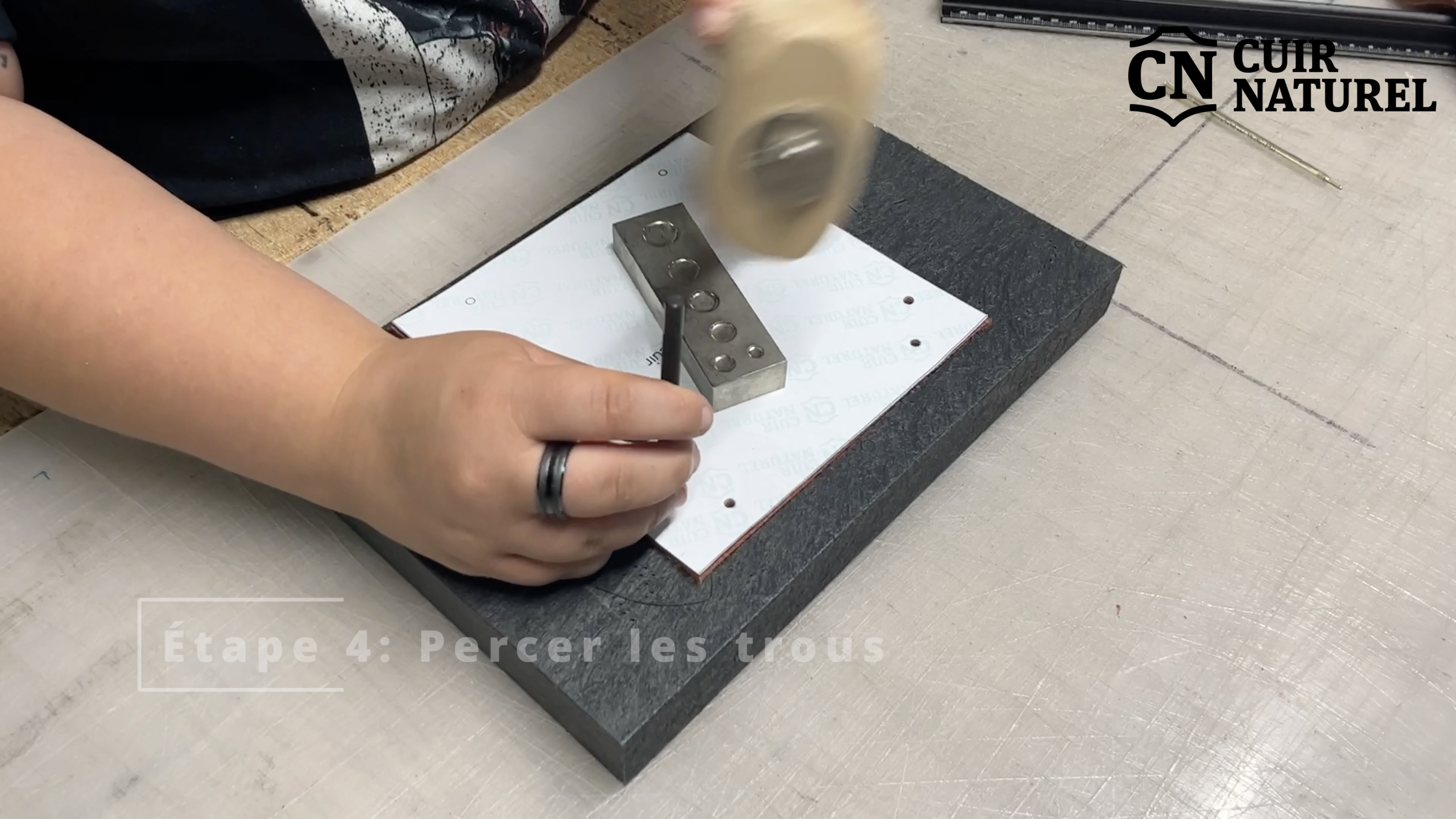 Punching holes in leather
